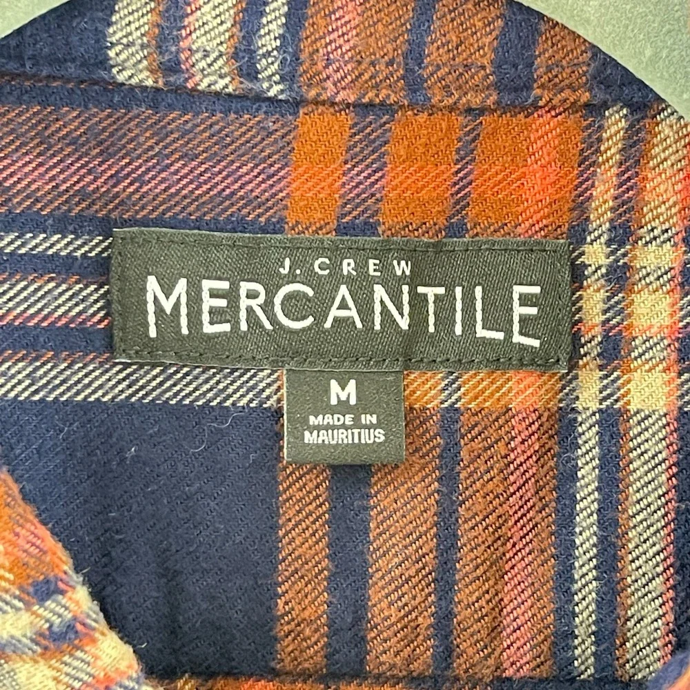 J. Crew Mercantile Blue Plaid Button-Down Casual Shirt Mens Long Sleeve‎ Size M